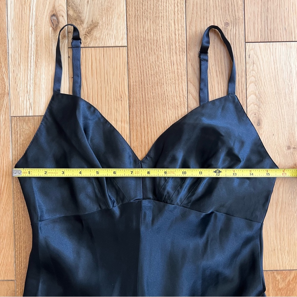 Vintage Victoria's Secret Black Satin A-Line Maxi Dress Side Slit Size Small - Picture 2 of 7